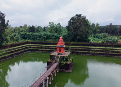 Aerial View of Champaka Sarasi Temple Tank, Karnataka, India