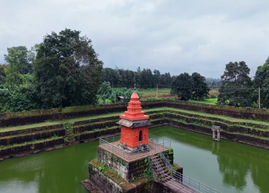 Aerial View of Champaka Sarasi Temple Tank, Karnataka, India