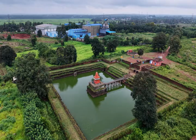 Aerial View of Champaka Sarasi Temple Tank, Karnataka, India