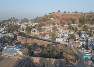 Aerial View of Chanderi Fort and Historic Town Madhya Pradesh