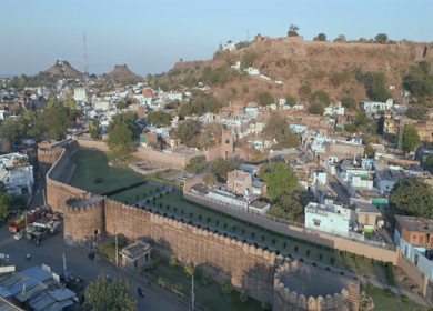 Aerial View of Chanderi Fort and Historic Town Madhya Pradesh