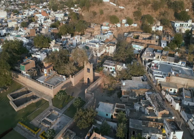 Aerial View of Chanderi Fort and Historic Town Madhya Pradesh