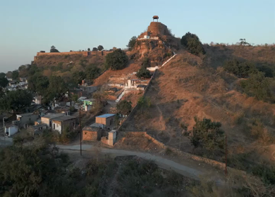 Aerial View of Chanderi Fort and Historic Town Madhya Pradesh