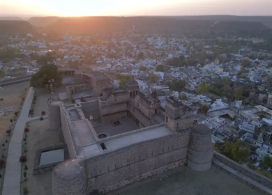 Aerial View of Chanderi Fort and Historic Town Madhya Pradesh