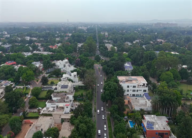Aerial View of Chandigarh Cityscape and Urban Infrastructure in India