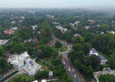 Aerial View of Chandigarh Cityscape and Urban Infrastructure in India