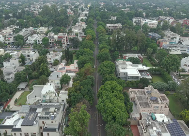 Aerial View of Chandigarh Cityscape and Urban Infrastructure in India