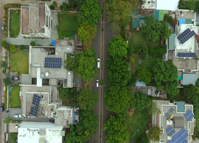 Aerial View of Chandigarh Cityscape and Urban Infrastructure in India