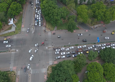 Aerial View of Chandigarh Cityscape and Urban Infrastructure in India