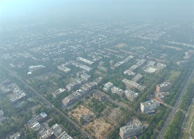 Aerial View of Chandigarh Cityscape and Urban Infrastructure in India