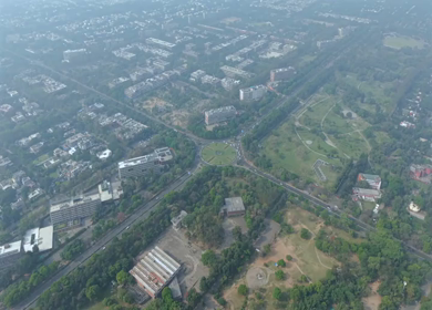 Aerial View of Chandigarh Cityscape and Urban Infrastructure in India
