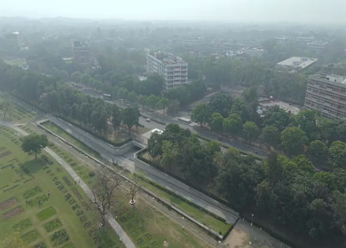 Aerial View of Chandigarh Cityscape and Urban Infrastructure in India