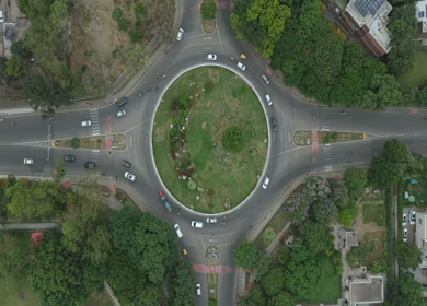 Aerial View of Chandigarh Cityscape and Urban Infrastructure in India