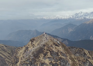 Aerial View of Chandrashila Summit Near Tungnath Uttarakhand India