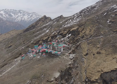 Aerial View of Chandrashila Summit Near Tungnath Uttarakhand India