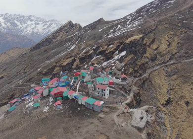 Aerial View of Chandrashila Summit Near Tungnath Uttarakhand India