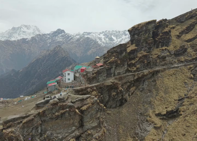 Aerial View of Chandrashila Summit Near Tungnath Uttarakhand India