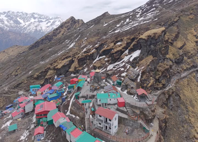Aerial View of Chandrashila Summit Near Tungnath Uttarakhand India