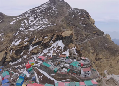 Aerial View of Chandrashila Summit Near Tungnath Uttarakhand India