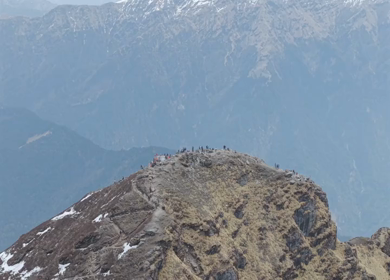 Aerial View of Chandrashila Summit Near Tungnath Uttarakhand India