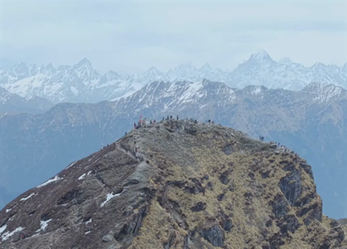 Aerial View of Chandrashila Summit Near Tungnath Uttarakhand India