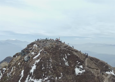 Aerial View of Chandrashila Summit Near Tungnath Uttarakhand India