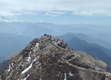 Aerial View of Chandrashila Summit Near Tungnath Uttarakhand India