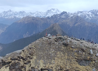 Aerial View of Chandrashila Summit Near Tungnath Uttarakhand India