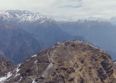 Aerial View of Chandrashila Summit Near Tungnath Uttarakhand India