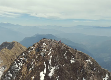 Aerial View of Chandrashila Summit Near Tungnath Uttarakhand India