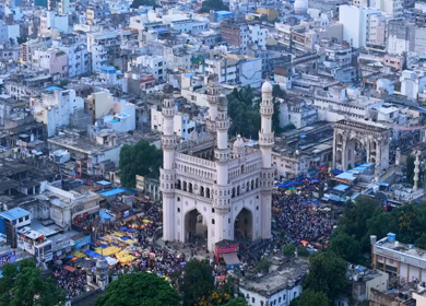 Aerial View of Charminar Hyderabad Telangana India