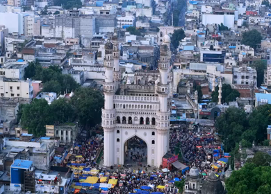 Aerial View of Charminar Hyderabad Telangana India