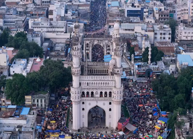 Aerial View of Charminar Hyderabad Telangana India