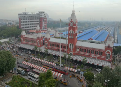 Aerial View of Chennai Central Railway Station Tamil Nadu India
