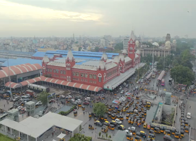 Aerial View of Chennai Central Railway Station Tamil Nadu India