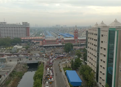 Aerial View of Chennai Central Railway Station Tamil Nadu India