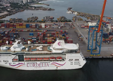 20th August 2026 : Aerial View of Chennai Port with Cruise Ship Tamil Nadu India