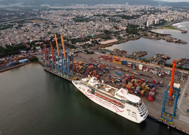 20th August 2026 : Aerial View of Chennai Port with Cruise Ship Tamil Nadu India