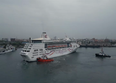 20th August 2026 : Aerial View of Chennai Port with Cruise Ship Tamil Nadu India