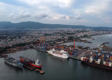 20th August 2026 : Aerial View of Chennai Port with Cruise Ship Tamil Nadu India