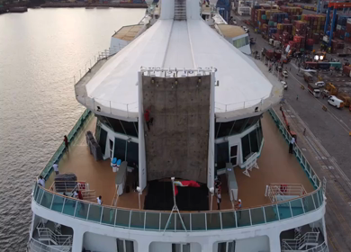 Aerial View of Chennai Port with Cruise Ship Tamil Nadu India