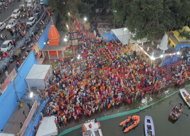 26th October 2025 : Aerial View of Chhath Puja Celebration in Bhopal, India