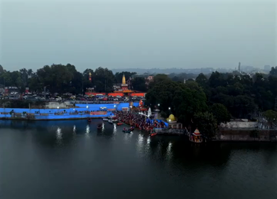 Aerial View of Chhath Puja Celebration in Bhopal, India