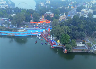 Aerial View of Chhath Puja Celebration in Bhopal, India