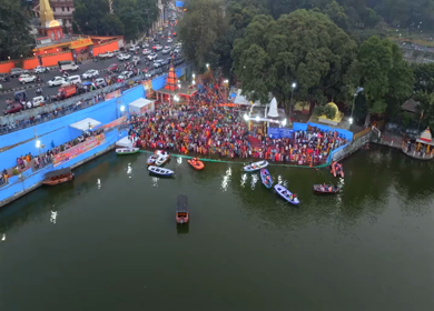 Aerial View of Chhath Puja Celebration in Bhopal, India