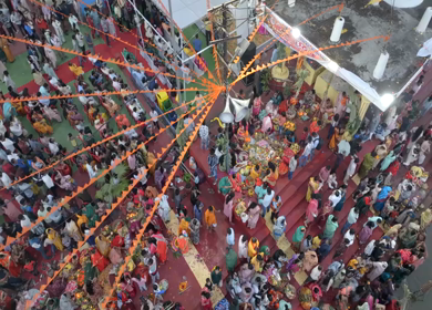 Aerial View of Chhath Puja Celebration in Bhopal, India