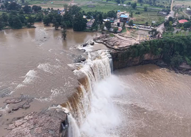 Aerial View of Chitrakote Waterfalls Chhattisgarh India