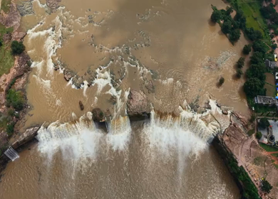 Aerial View of Chitrakote Waterfalls Chhattisgarh India