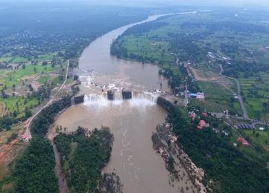 Aerial View of Chitrakote Waterfalls Chhattisgarh India