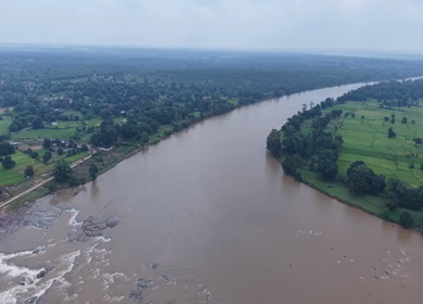 Aerial View of Chitrakote Waterfalls Chhattisgarh India